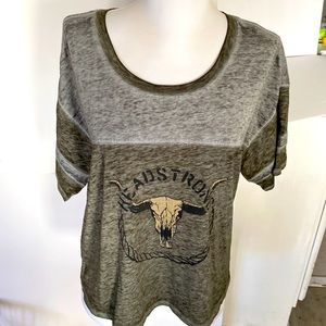Olive gray color headstrong steer head s sleeve round neck brand new